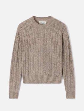 Maglia girocollo Lalia grigio talpa in misto lana Donegal