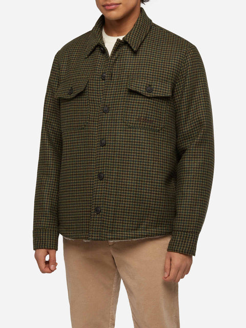 Man wool blend overshirt Landeck with pied de poule print - MC2 Saint Barth