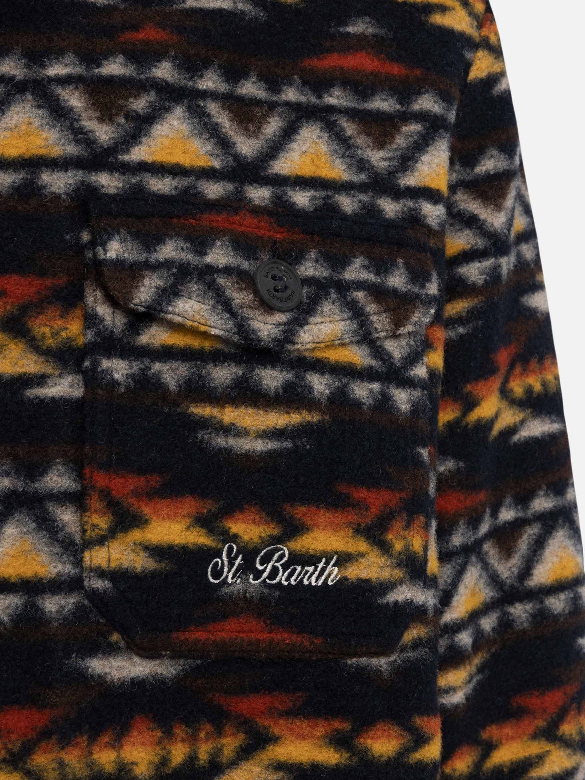 Man wool blend overshirt Landeck with navajo plaid print - MC2 Saint Barth