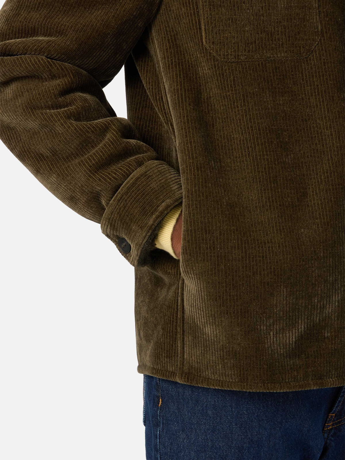 Sobrecamisa de pana Landeck verde militar con forro teddy 