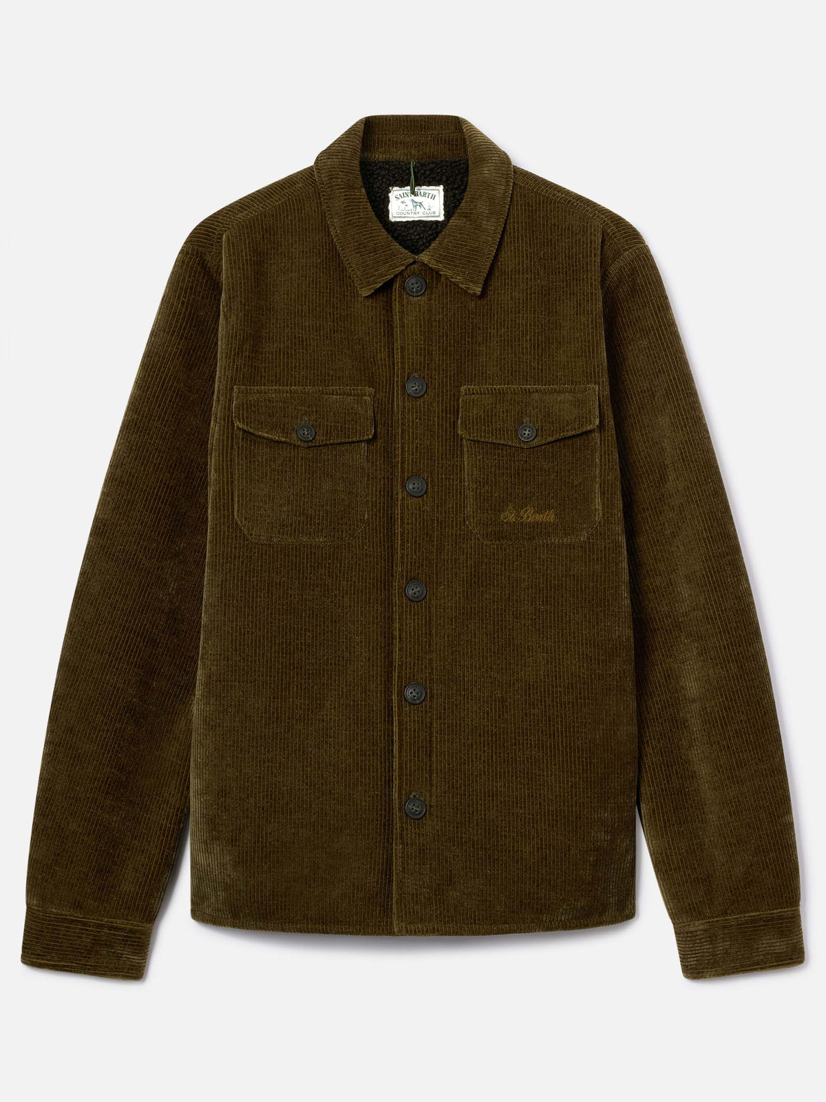 Sobrecamisa de pana Landeck verde militar con forro teddy 