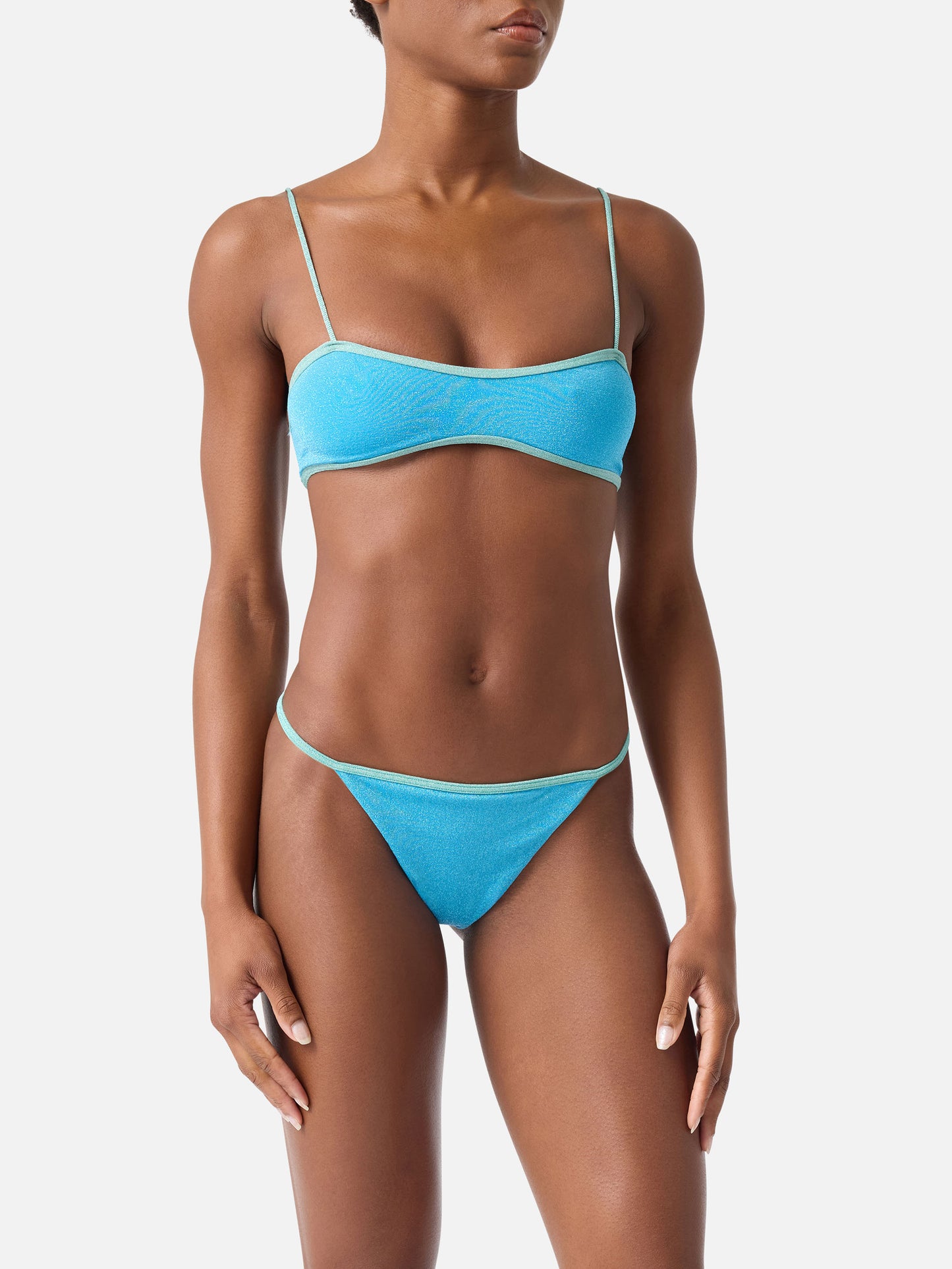 Top bikini Laryn bralette in lurex con piping