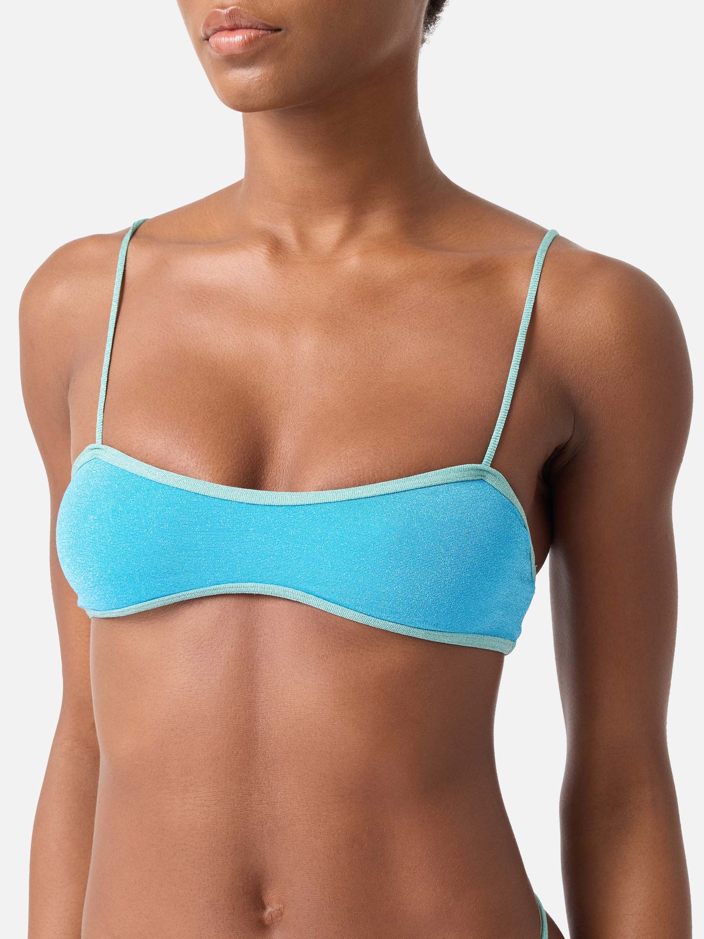 Top bikini Laryn bralette in lurex con piping