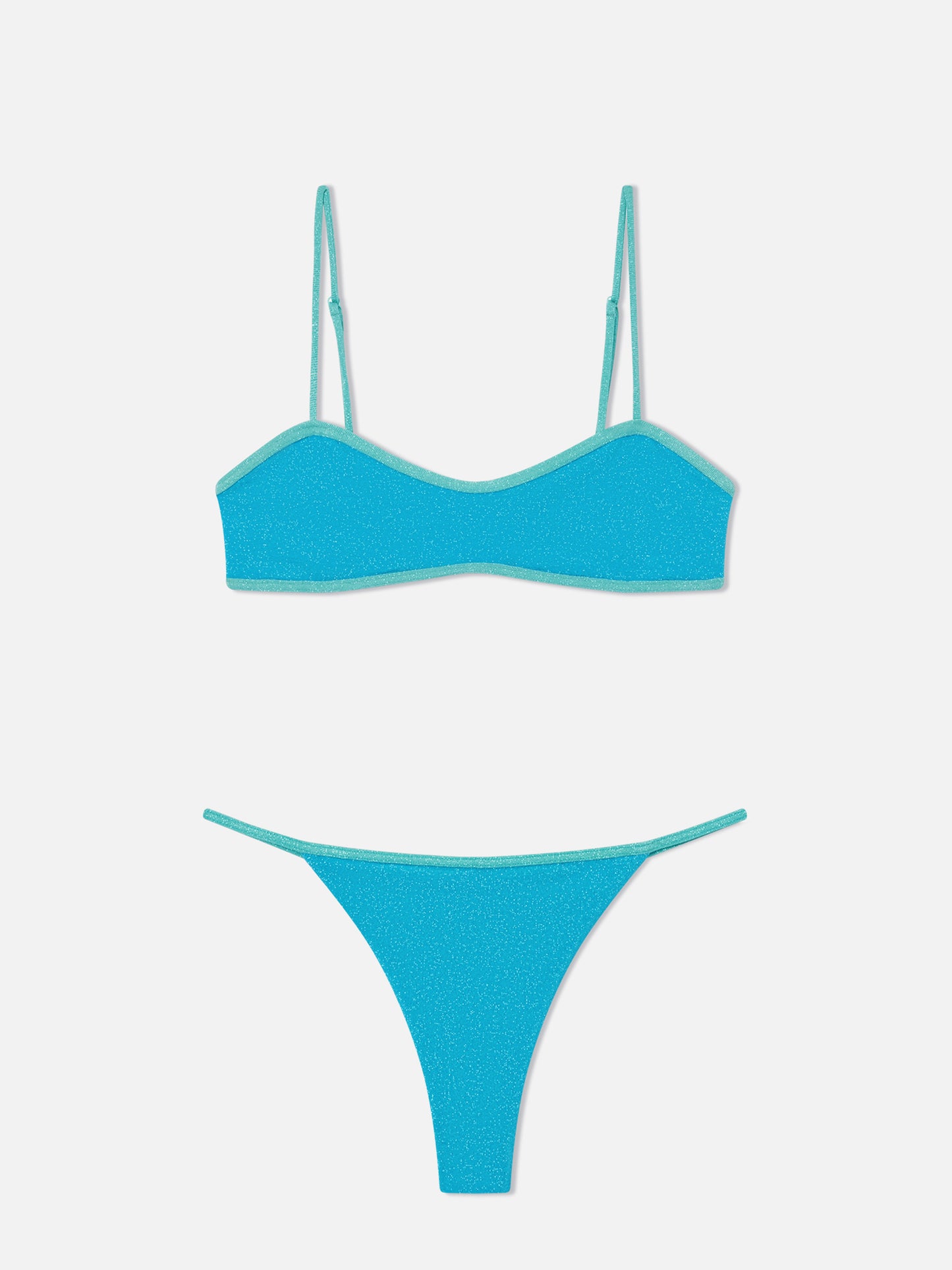 Laryn Jodene Lurex-Bralette-Bikini mit Rundhalsausschnitt und Paspelierung 