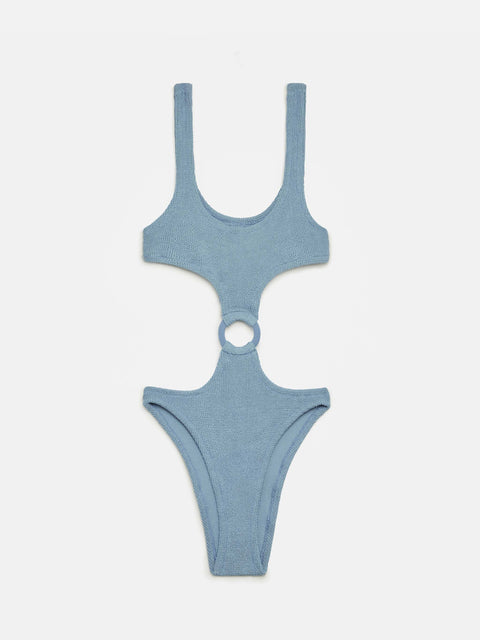 Laurel crinkle lurex silver cut-out one-piece swimsuit - MC2 Saint Barth