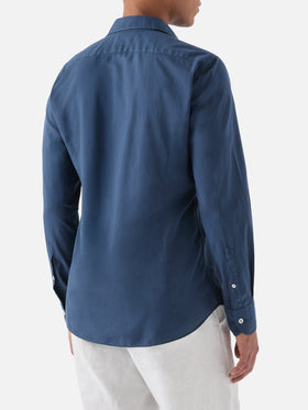 Camicia Chemise in cotone blu navy tinta unita