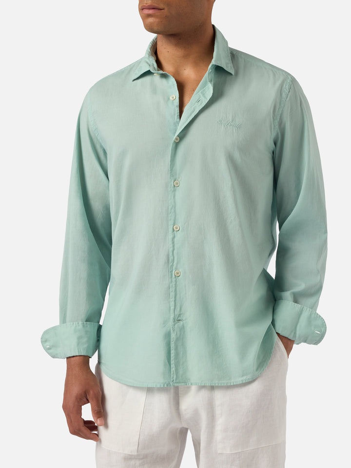 Sage green Chemise Ice shirt in pure cotton voile