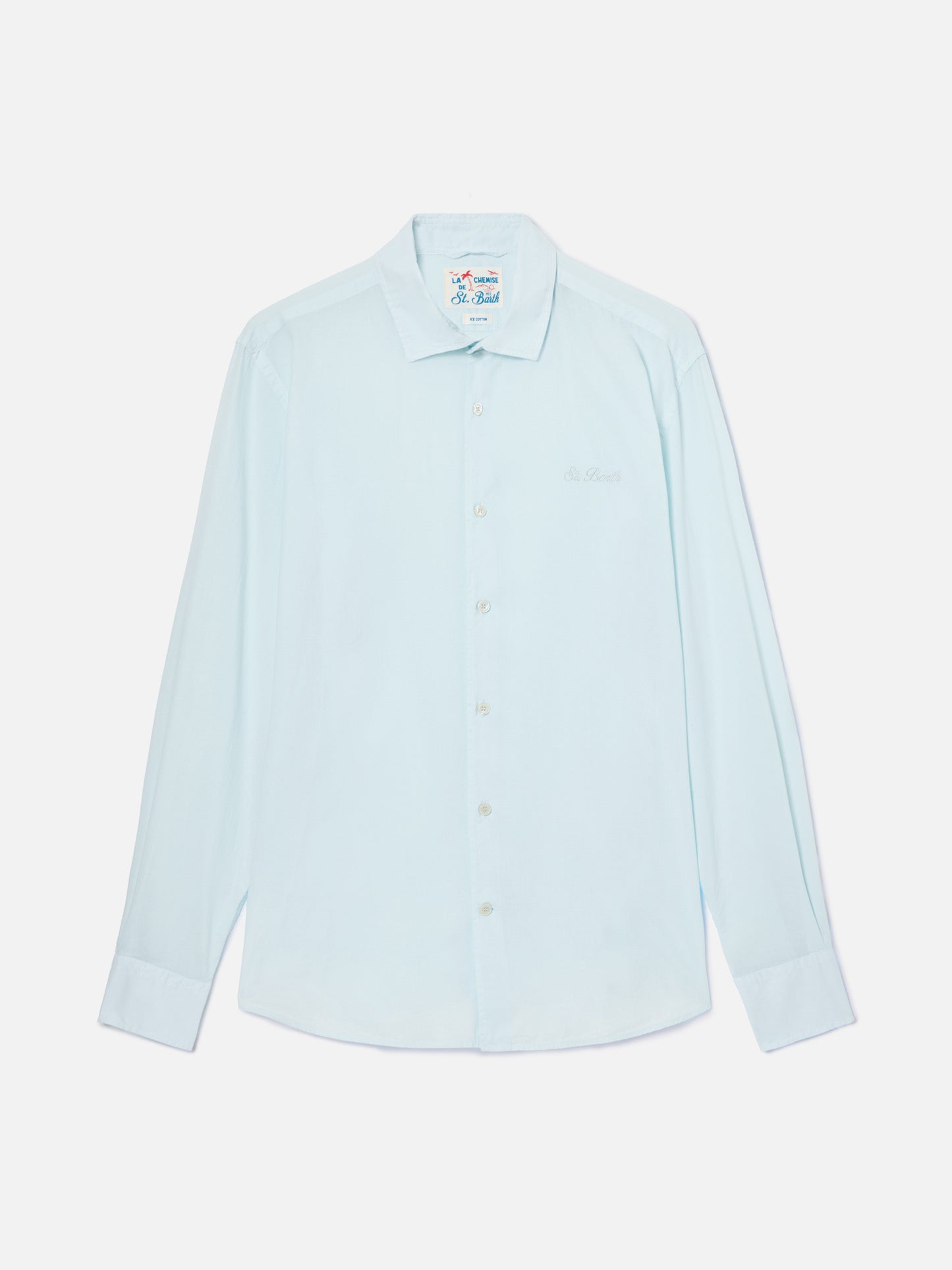 Chemise Ice bleu clair en voile de coton pur 