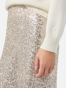 Lucette straight-leg trousers in sequin fabric gold