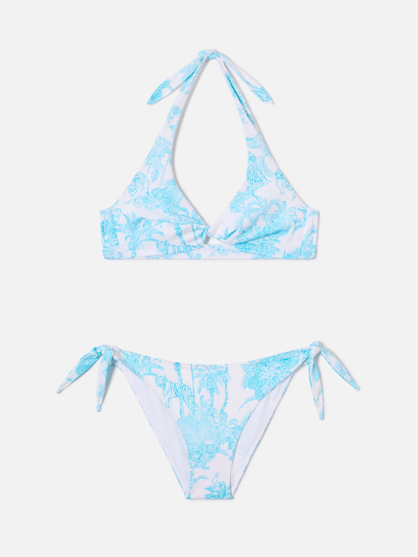 Leda Yali hellblauer Toile-de-Jouy-Bikini 