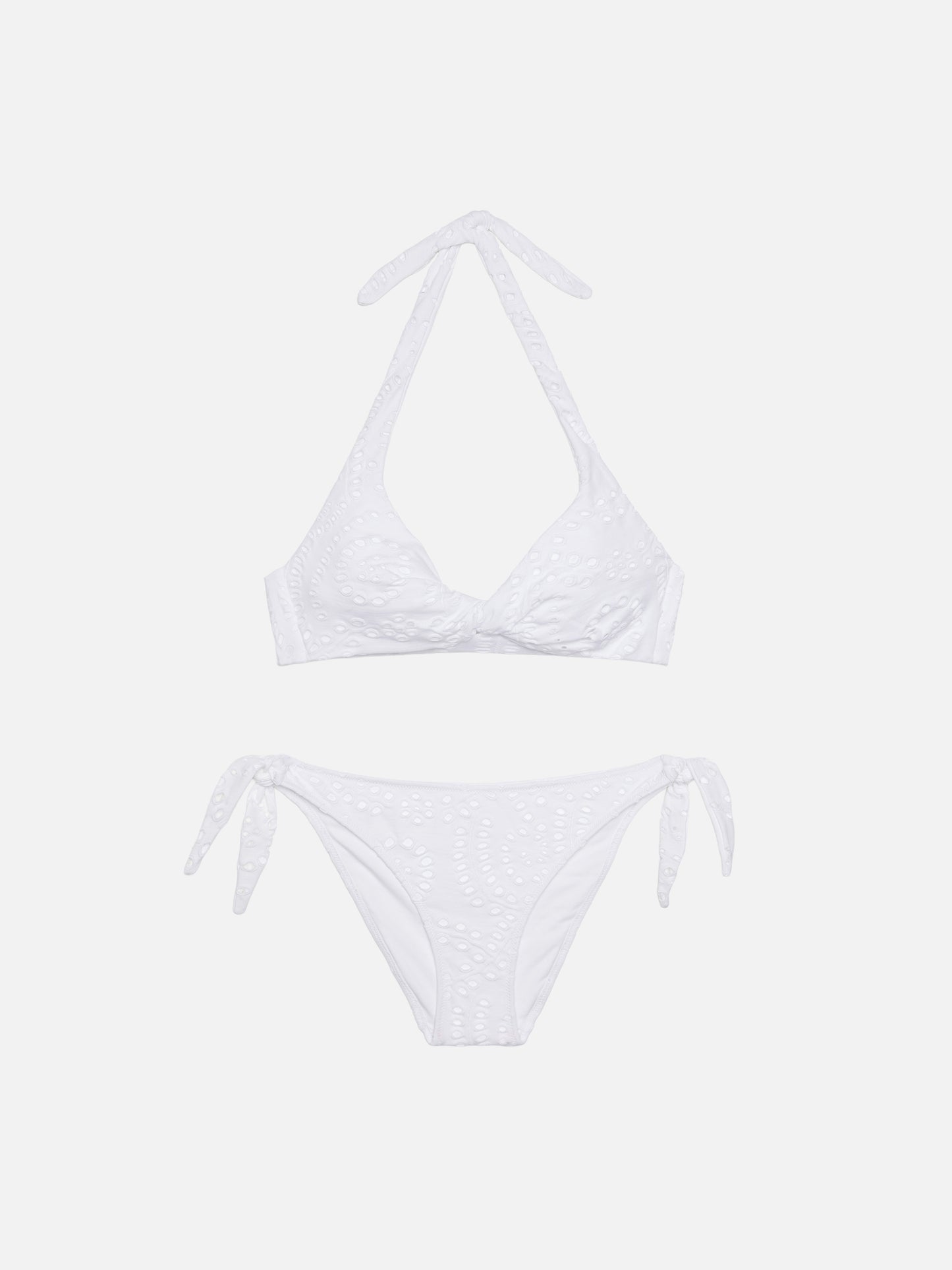 Yali black Sangallo lace classic swim briefs - Leda Sangallo lace triangle bralette top