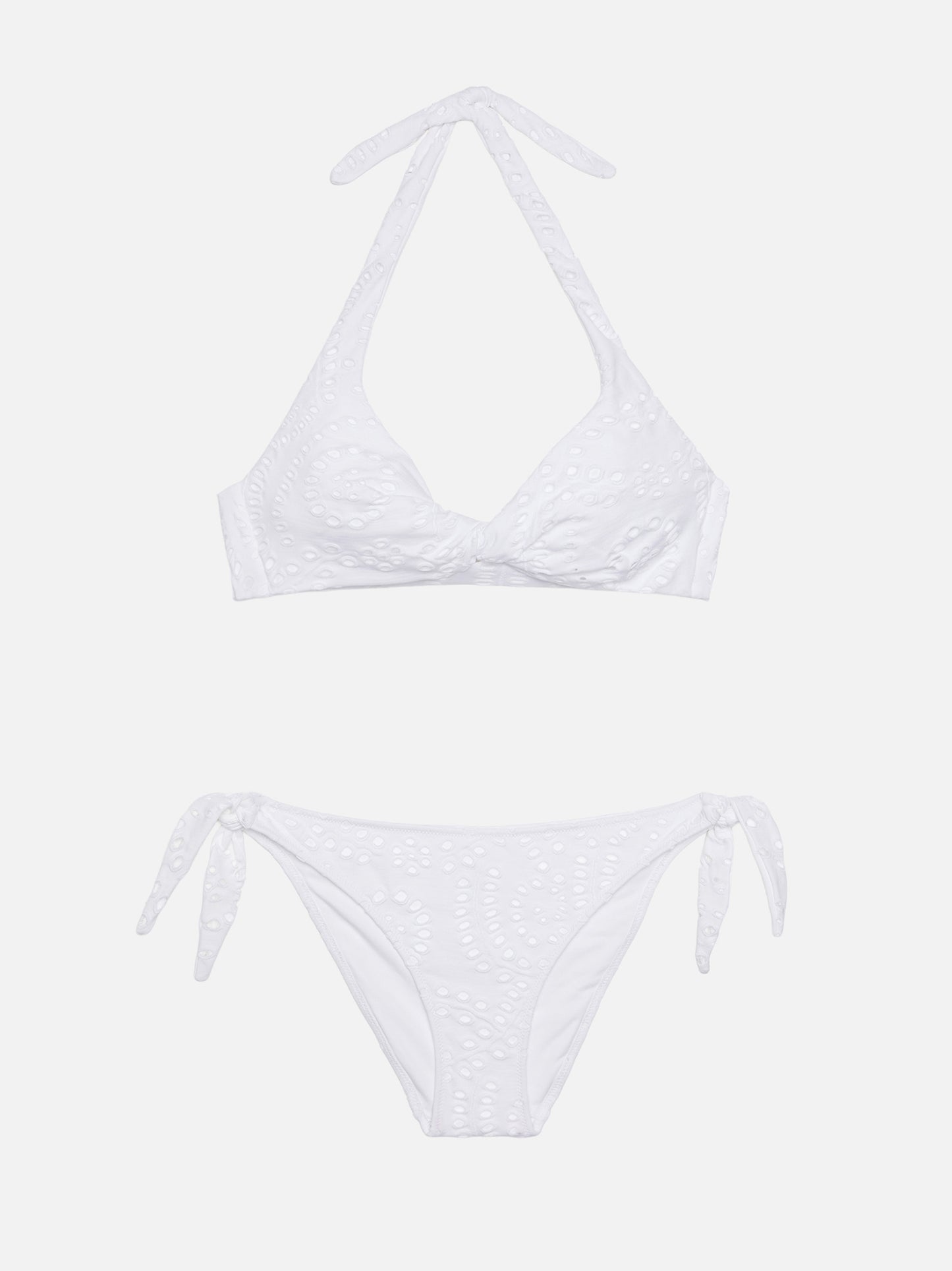 Yali schwarze klassische Badehose aus Sangallo-Spitze - Triangel-Bralette-Oberteil aus Leda Sangallo-Spitze