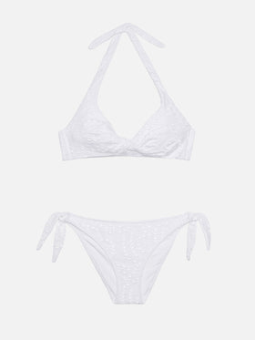 Yali schwarze klassische Badehose aus Sangallo-Spitze - Triangel-Bralette-Oberteil aus Leda Sangallo-Spitze