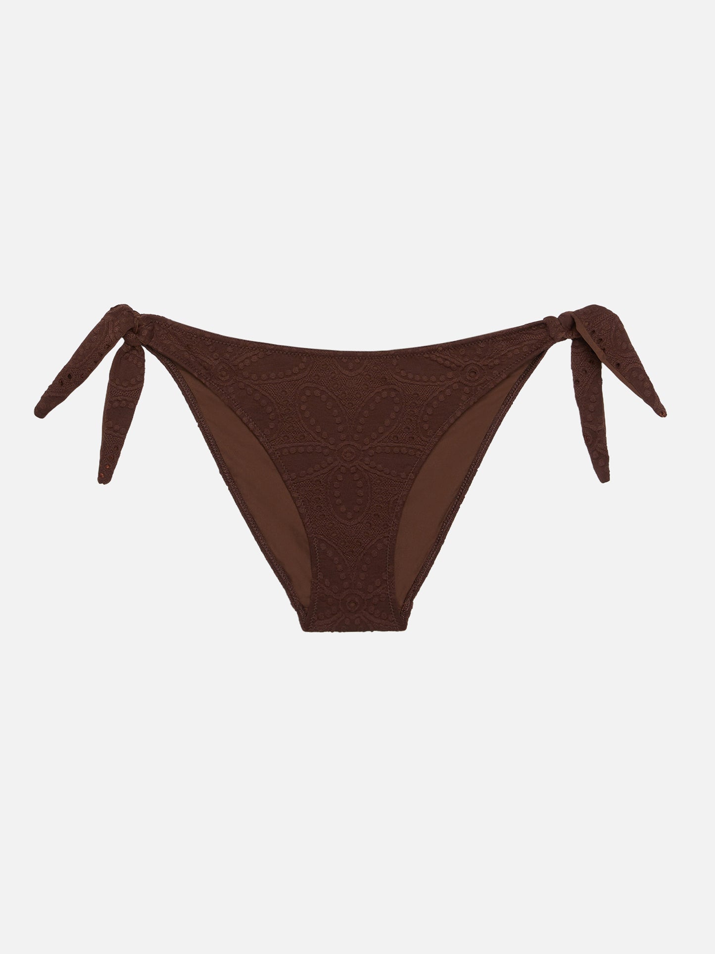 Yali – Klassische Badehose aus Sangallo-Spitze in Braun