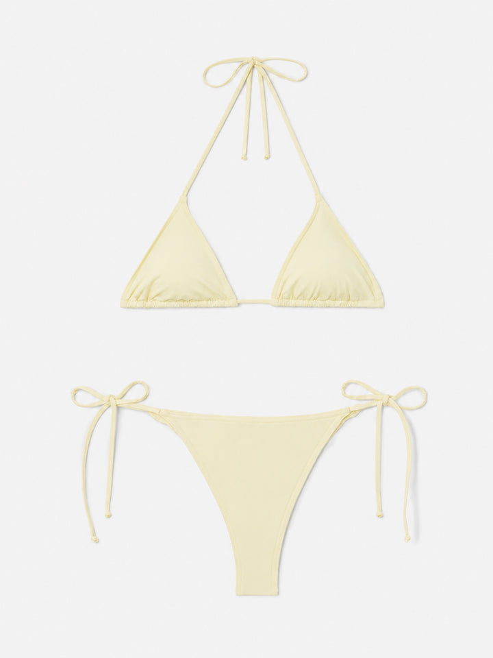 Leah Marielle butter yellow triangle bikini with ties