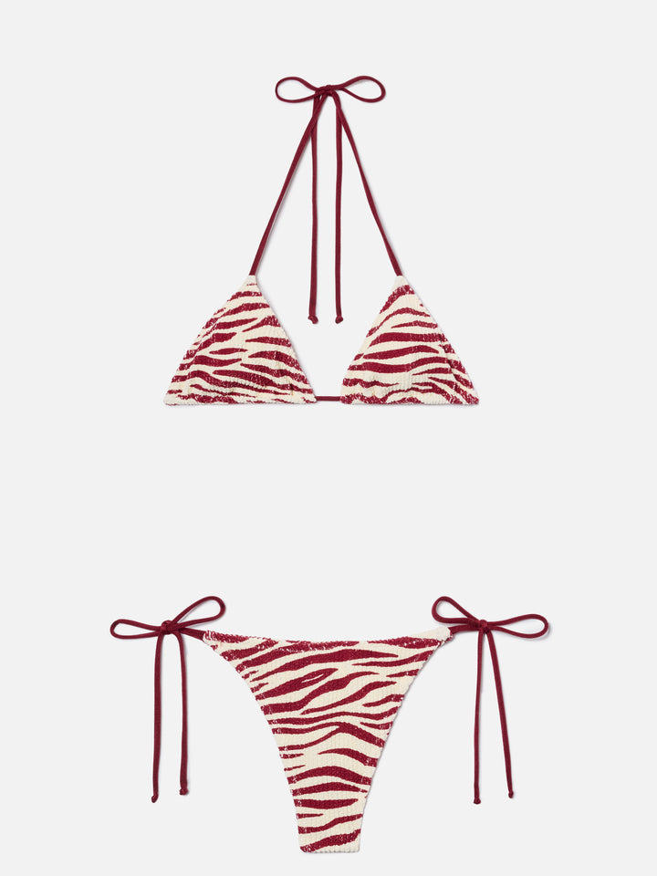 Bikini Leah Norah zebrato in tessuto crinkle