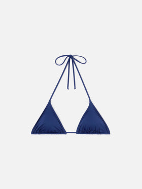 Leah Triangel-Bikinioberteil mit Bindebändern in Uni-Marineblau 