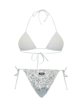 Woman silver sequins triangle bikini Leah Marielle - MC2 Saint Barth