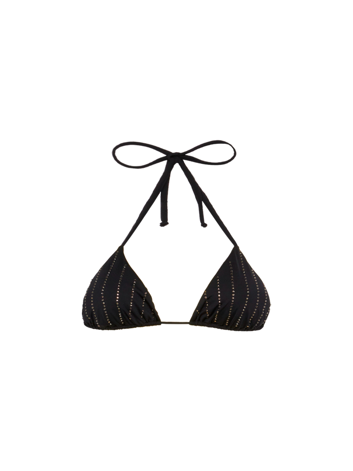 Leah black triangle top with striped rhinestone embellishment - MC2 Saint Barth