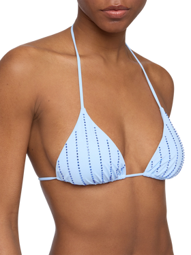 Leah light blue triangle top with striped rhinestone embellishment - MC2 Saint Barth