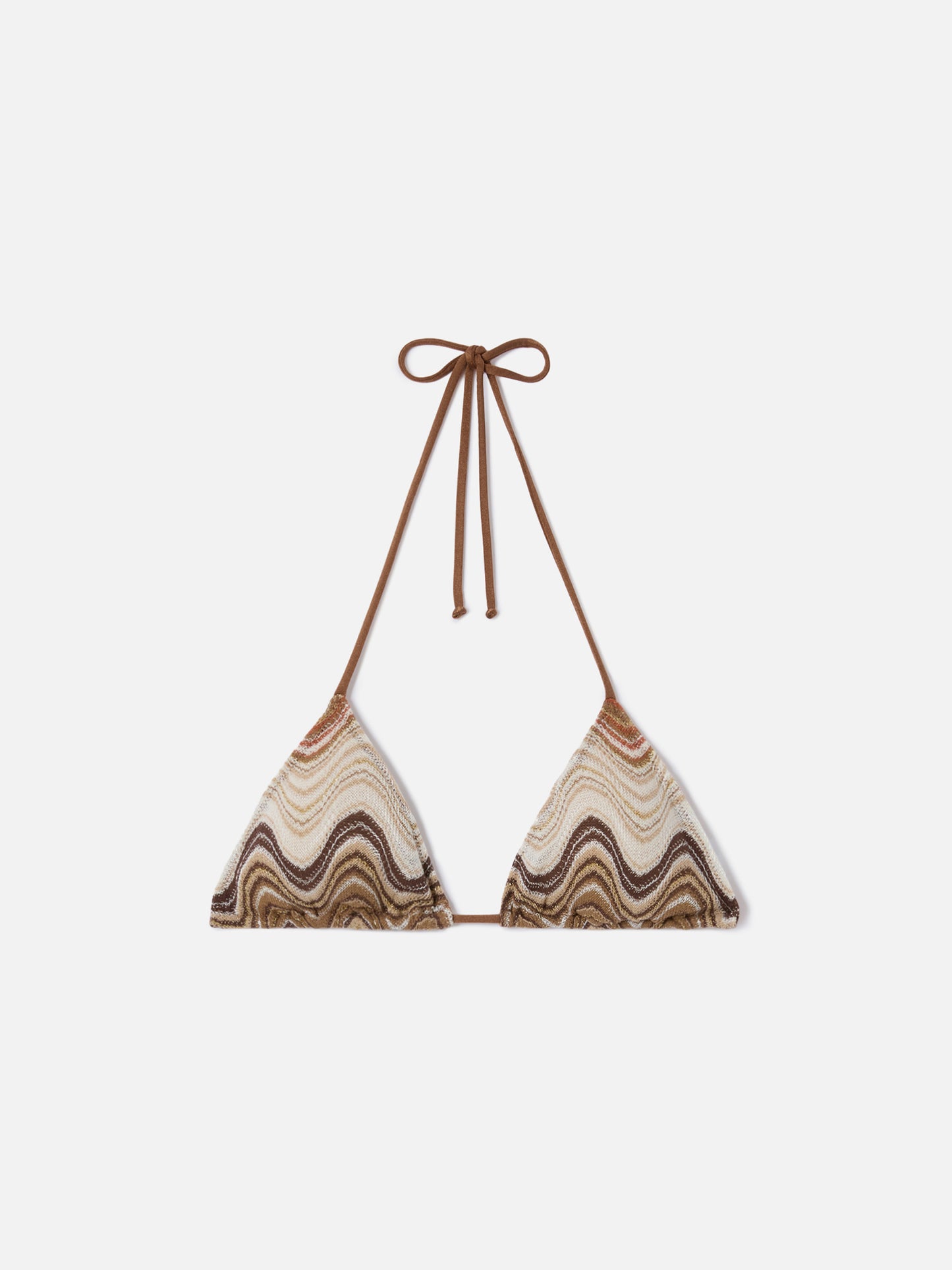 Top de bikini triangular Leah en tejido raschel degradé marrón 