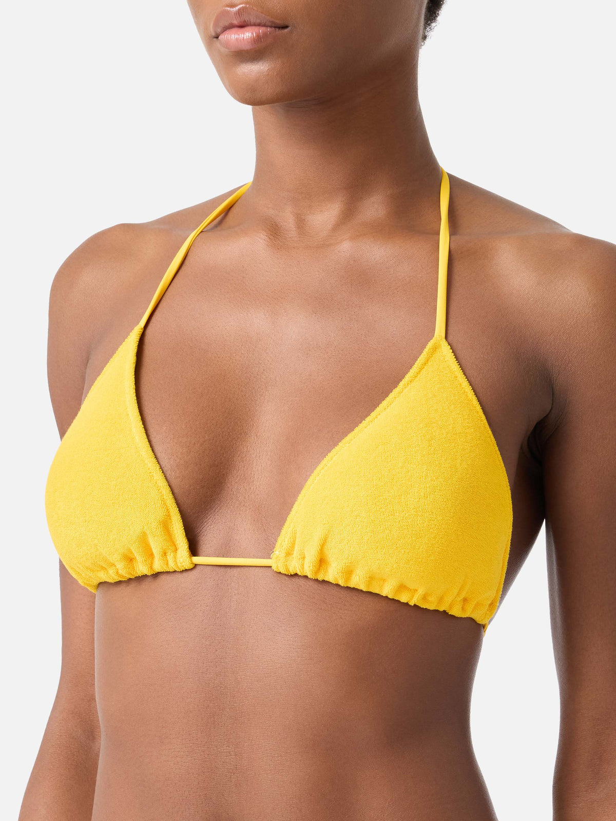 Haut de bikini triangle en éponge Yellow Leah avec charms 