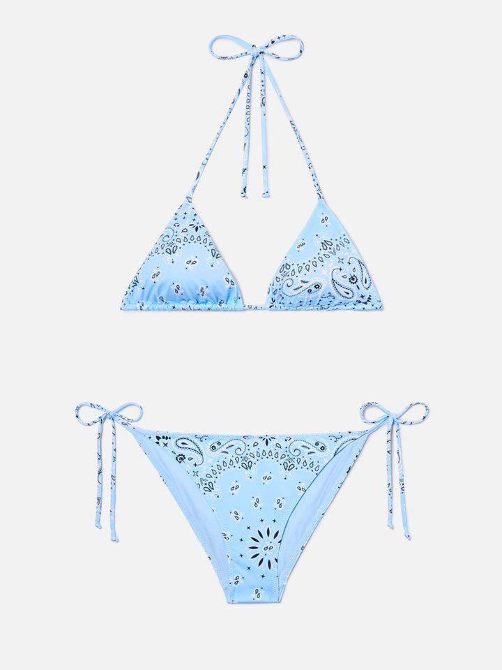 Leah Virgo light blue bandana print bikini