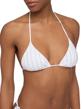 White classic triangle bikini Leah Marielle with striped rhinestone embellishment - MC2 Saint Barth