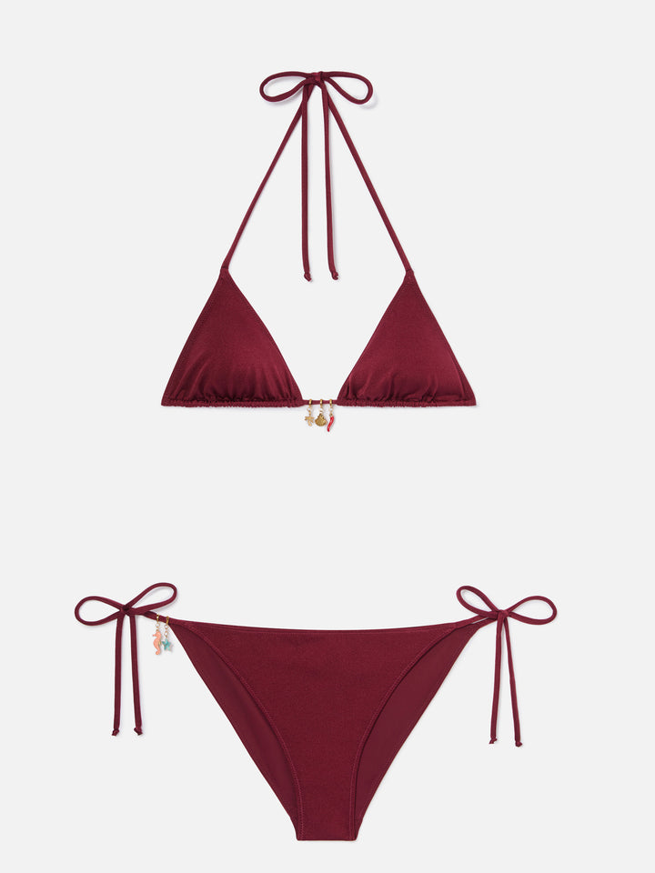Bikini Leah Virgo glossy finish rosso con charms