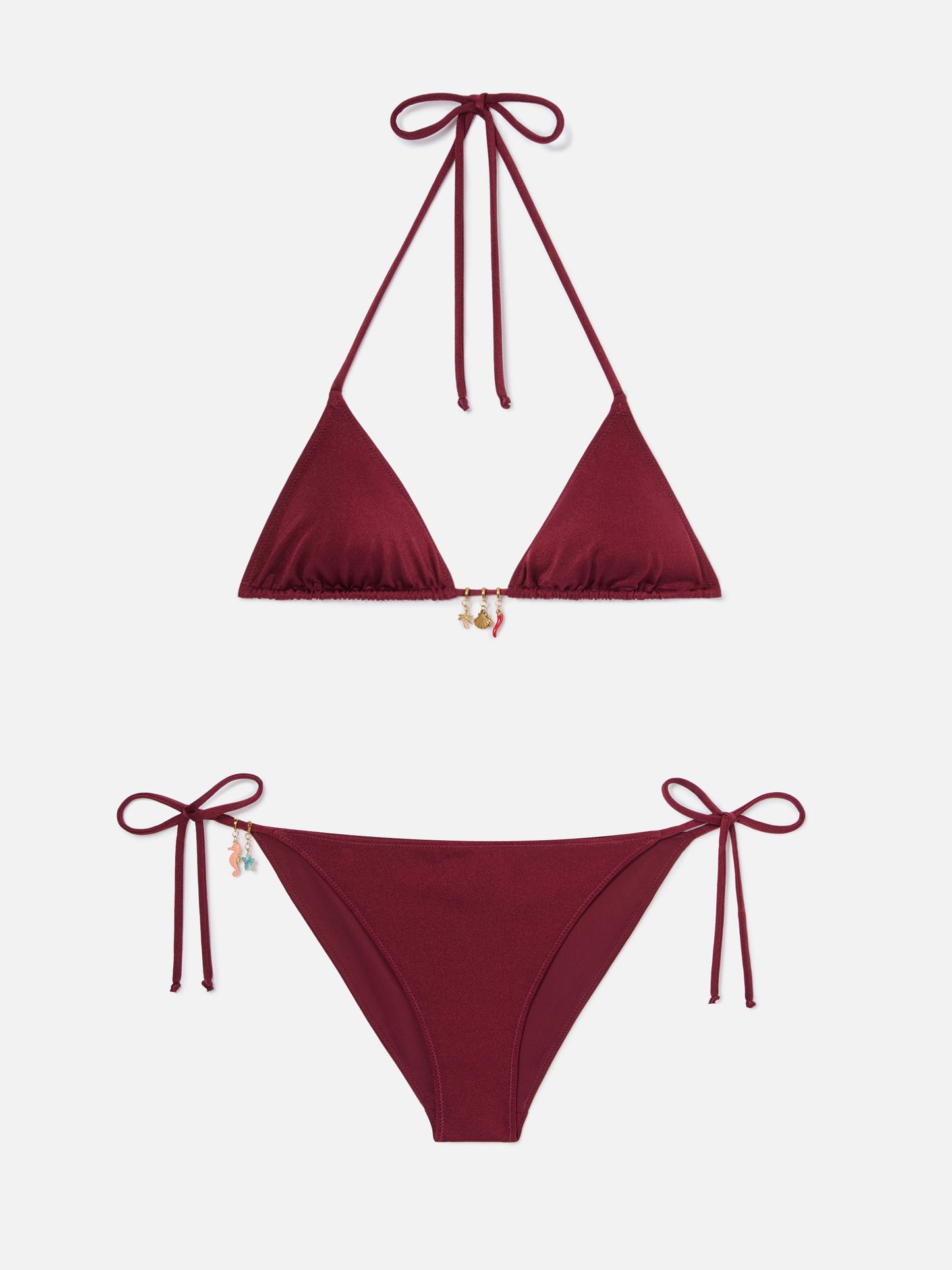 Bikini Leah Virgo glossy finish rosso con charms