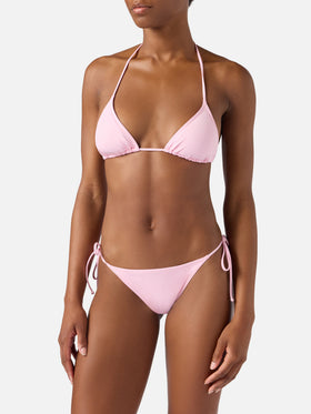 Bikini triangular Leah Marielle rosa claro con lazos 