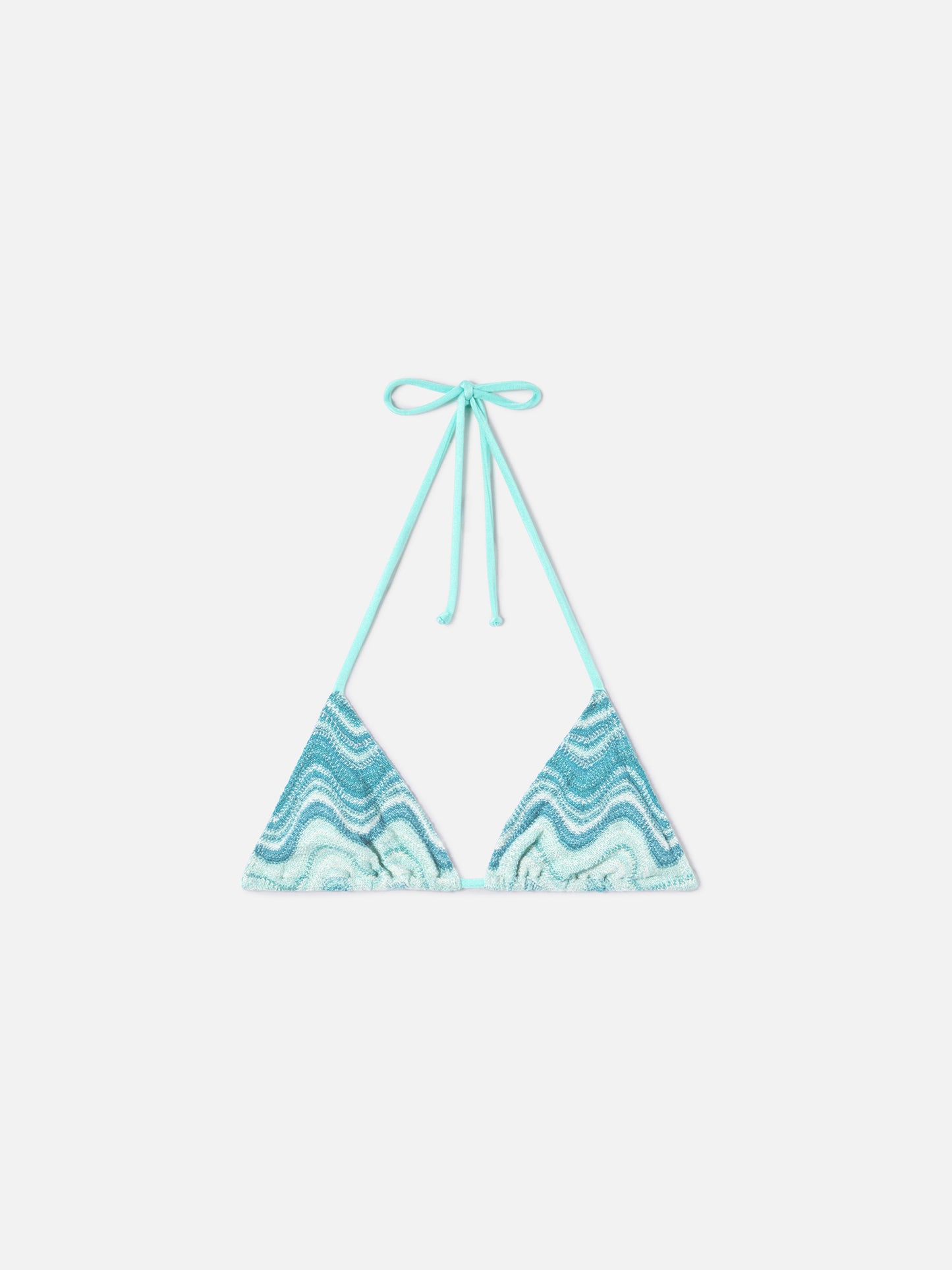 Top de bikini triangular Leah en tejido raschel degradé verde agua 