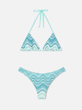 Leah Naomi Bikini aus wassergrünem Raschel mit degradé-Effekt 