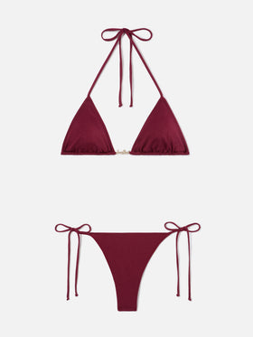 Leah Plate Marielle Plate burgundy glossy finish bikini