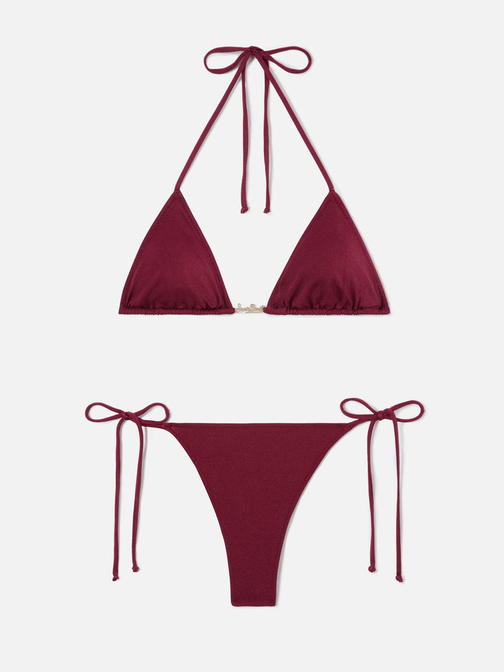 Leah Plate Marielle Plate burgundy glossy finish bikini