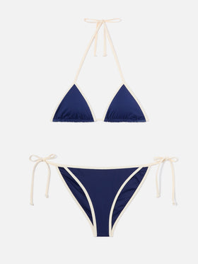 Leah Virgo String-Bikini mit blauem Kontrastbesatz 