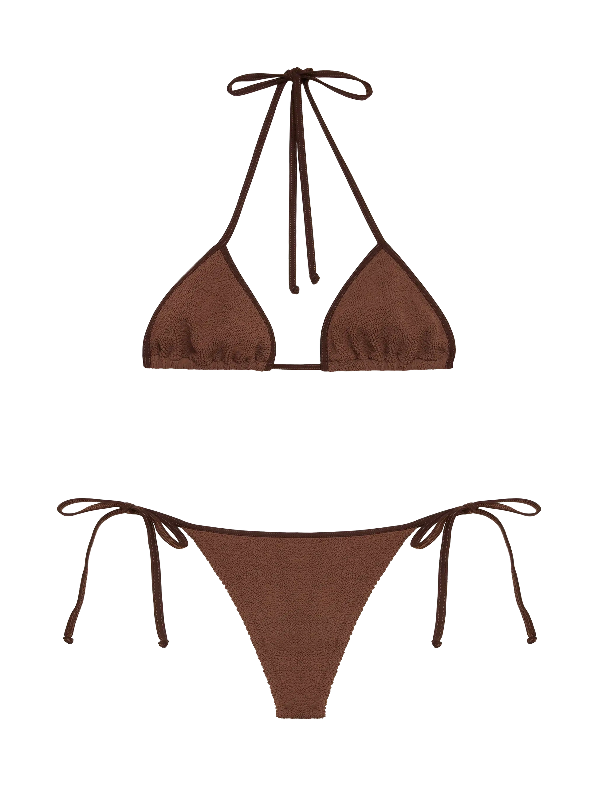 Classic crinkle triangle bikini Leah Norah in brown - MC2 Saint Barth