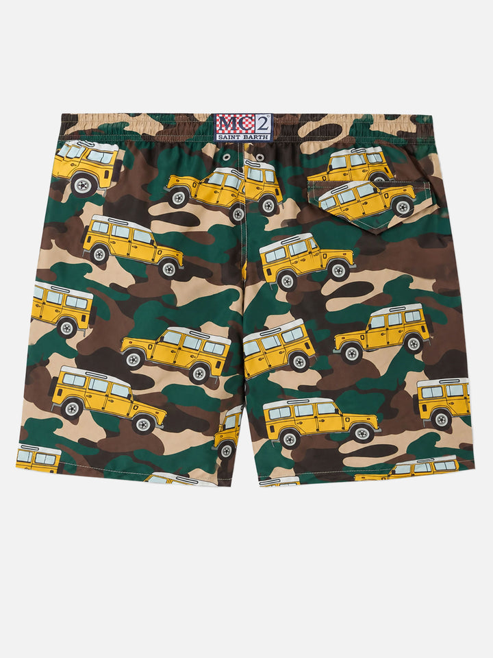 Badeshorts für Herren aus leichtem Stoff Lighting mit Geländewagen-Aufdruck