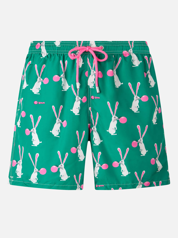 Man lightweight fabric swimshorts Lighting with Big Babol rabbits print | BIG BABOL SPECIAL EDITION - MC2 Saint Barth