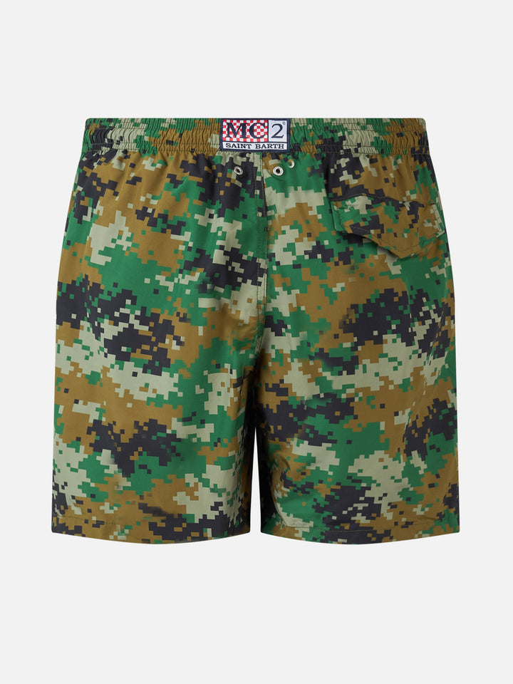 Man lightweight fabric swim-shorts Lighting with camouflage print - MC2 Saint Barth