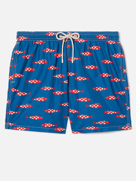 Bañador corto Blue Lighting con estampado integral de sardinas 