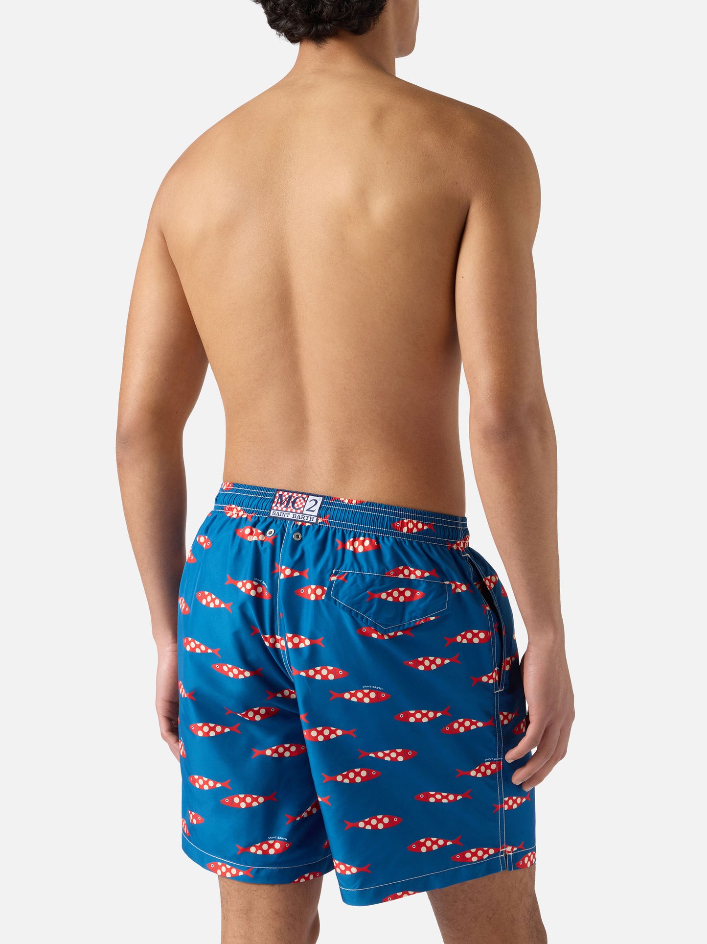 Bañador corto Blue Lighting con estampado integral de sardinas 