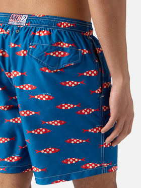 Bañador corto Blue Lighting con estampado integral de sardinas 