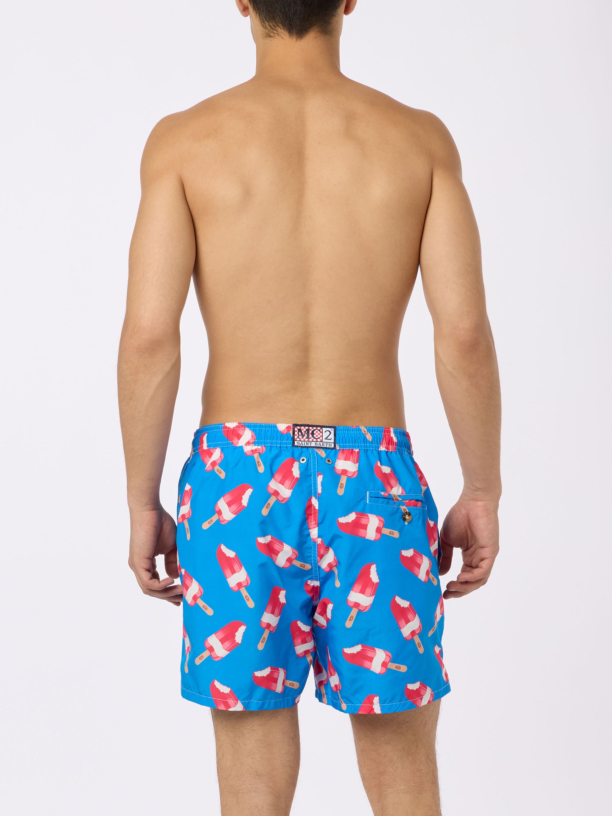 Man swim shorts with Fior di Fragola print | Algida® Special Edition - MC2 Saint Barth