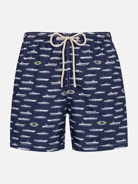 Man light fabric swim shorts with Magnum Marine print | MAGNUM MARINE SPECIAL EDITION