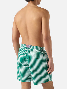 Short de bain Lighting à rayures vertes avec broderie St. Barth 