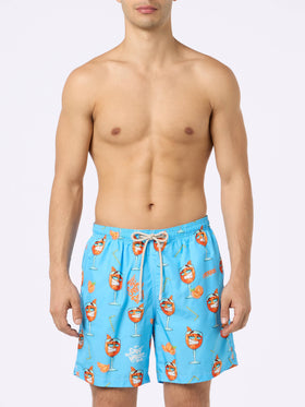 Man lightweight fabric swim-shorts Lighting with Cryptopuppets print | CRYPTOPUPPETS SPECIAL EDITION - MC2 Saint Barth