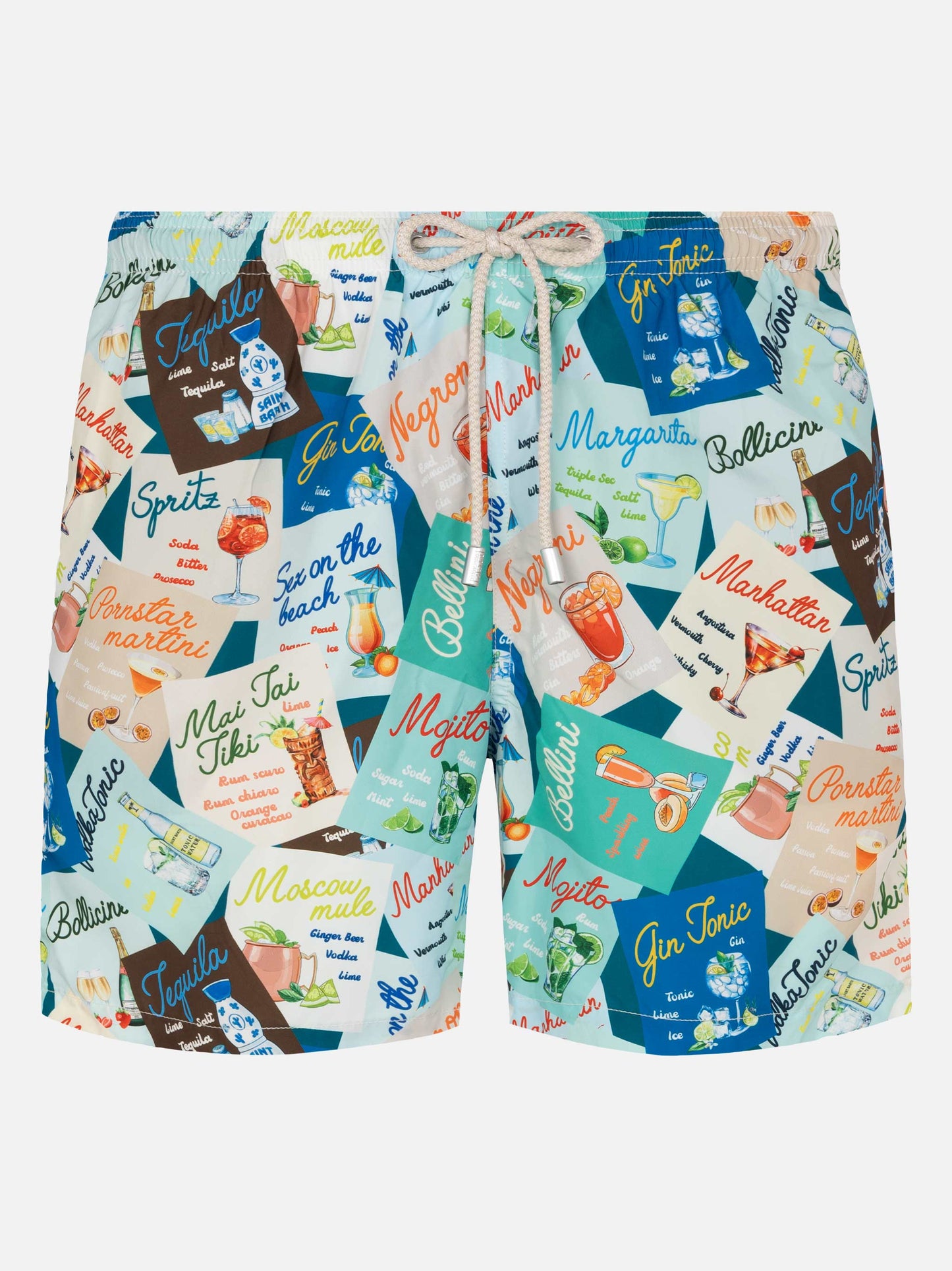 Lightweight fabric swim-shorts Lighting with cocktail print - MC2 Saint Barth