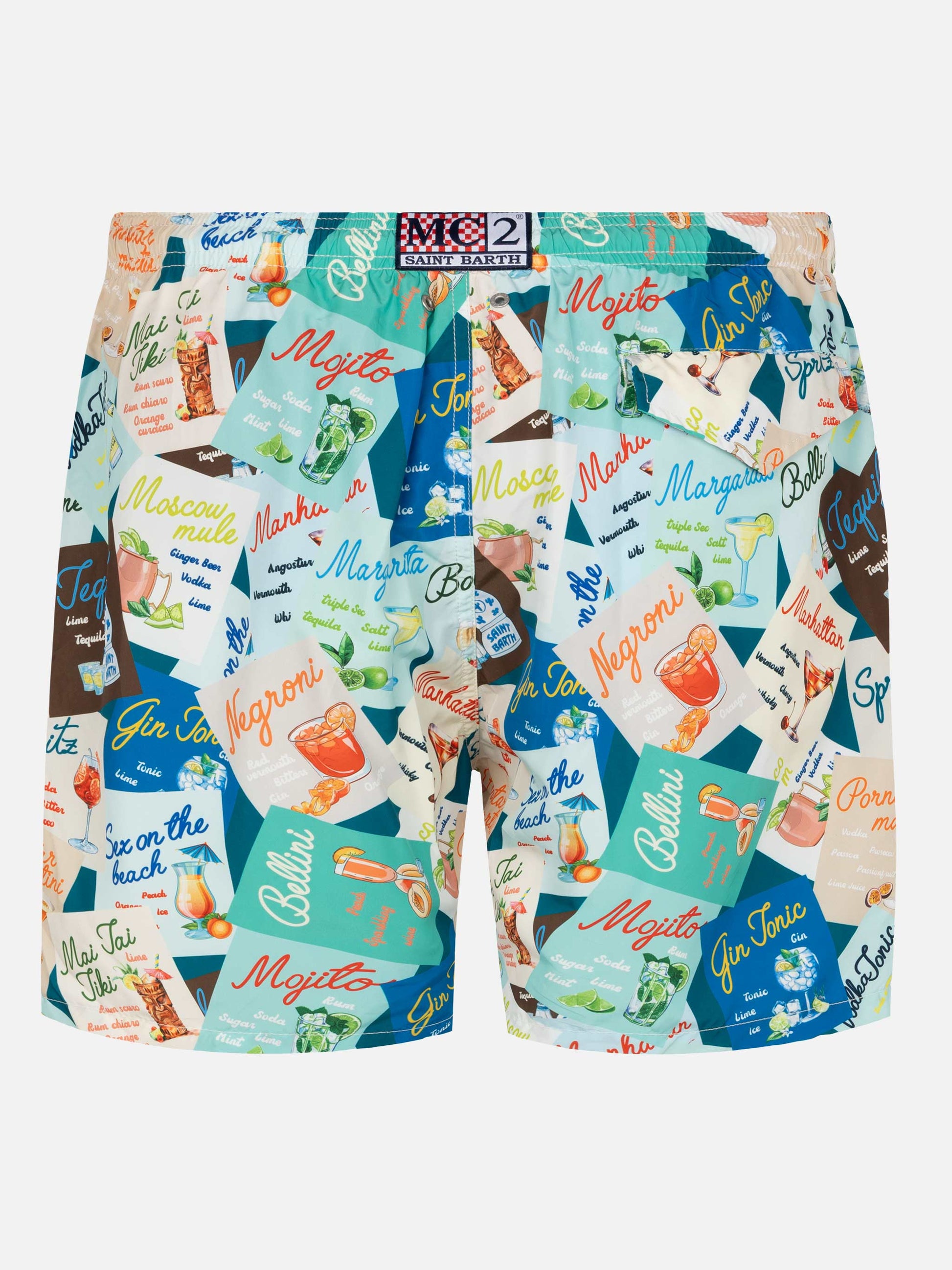 Lightweight fabric swim-shorts Lighting with cocktail print - MC2 Saint Barth