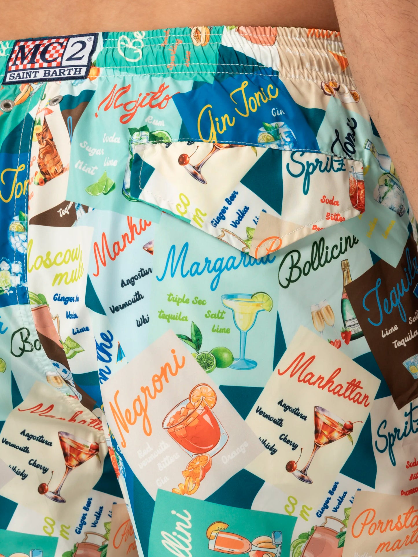 Lightweight fabric swim-shorts Lighting with cocktail print - MC2 Saint Barth